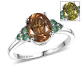 D'Joy Autumn Alexite and Kagem Zambian Emerald 2.15 ctw Ring in Platinum Over Sterling Silver - Sticky add to cart bar