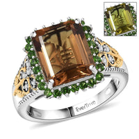 EverTrue Autumn Alexite, Multi Gemstone Ring in 18K YG Plated and Platinum Bond (Size 10.0) 4.70 ctw