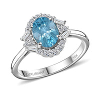 Doorbuster Certified & Appraised 10K White Gold AAA Cambodian Blue Zircon, Luxuriant Lab Grown Diamond (G-H, SI) (0.26 cts) Ring (Size 10.0) 2.50 ctw