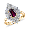 Certified & Appraised AAA Radiant Ember Garnet and Luxuriant Diamond G-H SI 2.06 ctw Ring in 10K Yellow Gold - Sticky add to cart bar