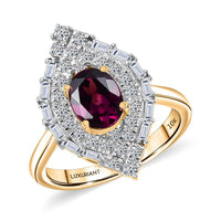 Certified & Appraised AAA Radiant Ember Garnet and Luxuriant Diamond G-H SI 2.06 ctw Ring in 10K Yellow Gold