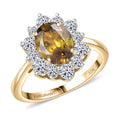 Certified & Appraised AAA Sava Sphene and Luxuriant Lab Grown Diamond G-H SI 2.96 ctw Ring in 10K Yellow Gold - Sticky add to cart bar
