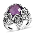 D'Joy Indian Artisan Crafted African Amethyst Ring in Black Oxidised Sterling Silver (Size 10.0) 5.70 ctw - Sticky add to cart bar
