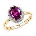Certified & Appraised AAA Radiant Ember Garnet and G-H I2 Diamond 2.50 ctw Classic Halo Ring in 10K Yellow Gold (Size 10.0) - Sticky add to cart bar