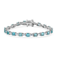 D'Joy Apatite, Moissanite Bracelet in Rhodium Over Sterling Silver (6.50 In) 7.90 ctw