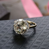 Certified & Appraised AAA Turkizite and Luxuriant Diamond G-H SI 5.57 ctw Ring in 10K Yellow Gold