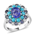 D'Joy Premium Catalina Iolite, Multi Gemstone Ring in Rhodium Over Sterling Silver (Size 10.0) 3.90 ctw - Sticky add to cart bar