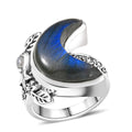 D'Joy Indian Artisan Crafted Malagasy Labradorite, Rainbow Moonstone Ring in Sterling Silver (Size 10.0) 9.40 ctw - Sticky add to cart bar