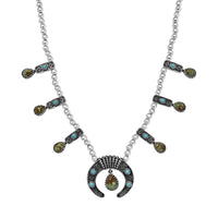 D'Joy Artisan Crafted Royston Turquoise, Lagoon Turquoise Necklace in Black Oxidised Sterling Silver 6.60 ctw (18-20 Inches)