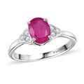 D'Joy Niassa Ruby (FF) and White Zircon 2.10 ctw Ring in Platinum Over Sterling Silver (Size 7.0) - Sticky add to cart bar
