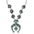D'Joy Artisan Crafted Royston Turquoise, White Buffalo Squash Blossom Necklace in Black Oxidised Sterling Silver 14.50 ctw (18-20 Inches) - Sticky add to cart bar