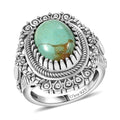 D'Joy Artisan Crafted Premium Royston Turquoise Ring in Black Oxidised Sterling Silver (Size 10.0) 5.40 ctw - Sticky add to cart bar