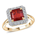 10K Yellow Gold AAA Salamanca Fire Opal, Luxuriant Lab Grown Diamond (G-H, SI) Ring (Size 10.0) 1.85 ctw - Sticky add to cart bar