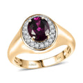 Certified & Appraised Luxoro 10K Yellow Gold AAA Radiant Ember Garnet, Diamond (G-H, I2) (0.29 cts) Men's Ring (Size 10.0) (5 g) 2.49 ctw - Sticky add to cart bar