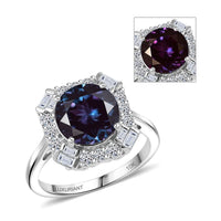 Certified & Appraised Luxuriant AAA Lab Grown Alexandrite and Diamond G-H SI 5.57 ctw Ring in 10K White Gold (Size 10.0)