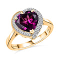 Certified & Appraised Luxoro AAA Radiant Ember Garnet and G-H I2 Diamond 3.00 ctw Heart Ring in 10K Yellow Gold (Size 10.0) - Sticky add to cart bar
