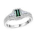 Certified & Appraised Luxoro 10K White Gold AAA Pirineu Lagoon Tourmaline, Diamond (G-H, I2) (0.45 cts) Art Deco Ring (Size 10.0) 1.30 ctw - Sticky add to cart bar