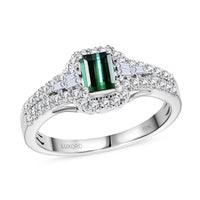 Certified & Appraised Luxoro 10K White Gold AAA Pirineu Lagoon Tourmaline, Diamond (G-H, I2) (0.45 cts) Art Deco Ring (Size 10.0) 1.30 ctw