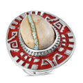 D'Joy Premium Royston Ribbon Turquoise Ring in Rhodium Over Sterling Silver (Size 10.0) 14.30 ctw - Sticky add to cart bar