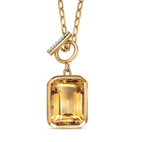 D'Joy Brazilian Citrine, White Zircon Necklace in 18K Vermeil YG Over Sterling Silver 7.85 ctw (18 Inches)