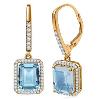 D'Joy Sky Blue Topaz, White Zircon Earrings in 18K Vermeil YG Over Sterling Silver 9.40 ctw