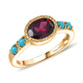 D'Joy Premium Orissa Rhodolite Garnet, Sleeping Beauty Turquoise Ring in 18K Vermeil YG Over Sterling Silver (Size 10.0) 1.80 ctw - Sticky add to cart bar