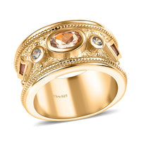 D'Joy Premium Marropino Morganite, Multi Gemstone Ring in 18K Vermeil YG Over Sterling Silver (Size 10.0) 1.15 ctw