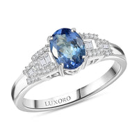 Luxoro 10K White Gold AAA Peacock Tanzanite, Diamond (I2) (0.16 cts) Ring (Size 10.0) 1.60 ctw