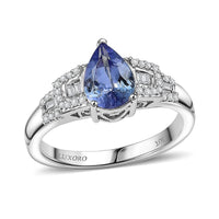Luxoro 10K White Gold AAA Peacock Tanzanite, Diamond (I2) (0.16 cts) Ring (Size 10.0) 1.60 ctw