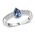 D'Joy Peacock Tanzanite, Diamond (0.16 cts) Ring in Rhodium Over Sterling Silver (Size 7.0) 0.90 ctw - Sticky add to cart bar