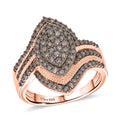 D'Joy Natural Champagne Diamond Ring in 18K Vermeil RG Over Sterling Silver (Size 10.0) 1.00 ctw - Sticky add to cart bar