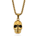 Simulated Diamond Bold Skull Pendant Necklace in ION Plated YG Stainless Steel 0.30 ctw (20-22 Inches) - Sticky add to cart bar