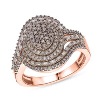 Doorbuster D'Joy Natural Champagne Diamond Ring in 18K Vermeil RG Over Sterling Silver (Size 10.0) 1.00 ctw
