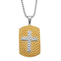 Hammered Cross Pendant Necklace in ION Plated YG and Stainless Steel (20-22 Inches) - Sticky add to cart bar