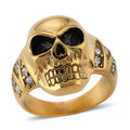 Simulated Diamond 0.30 ctw Bold Skull Ring in ION Plated YG Stainless Steel - Sticky add to cart bar