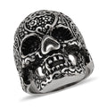 Intricate Skull Ring in Black Oxidized and Stainless Steel (Size 10.0) - Sticky add to cart bar