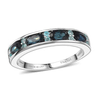D'Joy AAA Monte Belo Indicolite, Paraiba Tourmaline Ring in Rhodium Over Sterling Silver (Size 10.0) 1.10 ctw