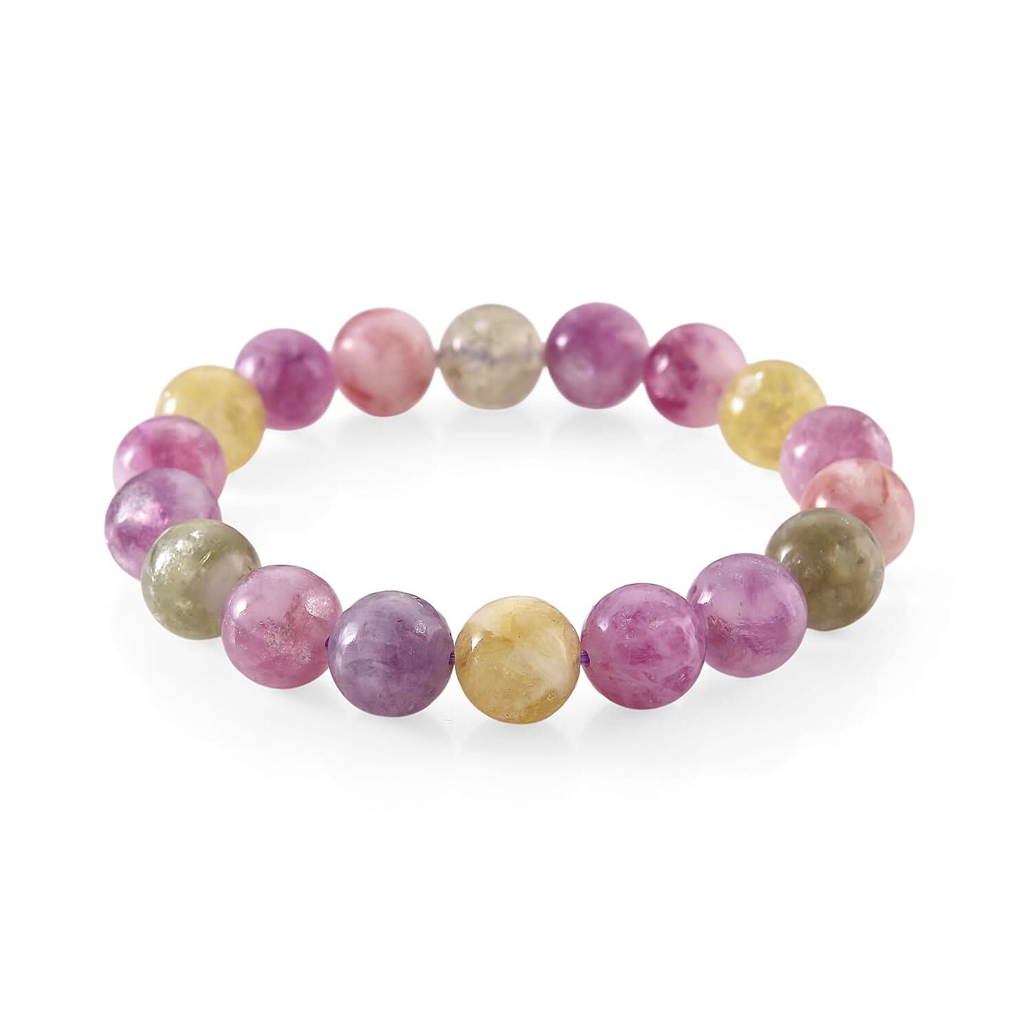 Multi Lepidolite Beaded 160.00 ctw Stretch Bracelet