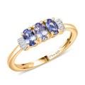 D'Joy Premium Tanzanite, Diamond Ring in 18K Vermeil YG Over Sterling Silver (Size 8.0) 0.75 ctw - Sticky add to cart bar