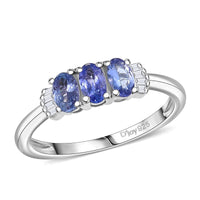 D'Joy Premium Tanzanite, Diamond Ring in 18K Vermeil YG Over Sterling Silver (Size 8.0) 0.75 ctw