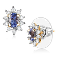 D'Joy Premium Tanzanite, White Zircon Earrings in 18K Vermeil YG Over Sterling Silver 0.65 ctw