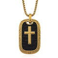 Gold Cross Pendant Necklace in ION Plated YG and Black Oxidized Stainless Steel (20-22 Inches) - Sticky add to cart bar
