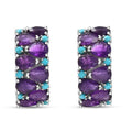 D'Joy African Amethyst and Lagoon Turquoise 12.10 ctw Tears of The Moon Earrings in Rhodium Over Sterling Silver - Sticky add to cart bar