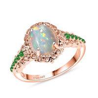 D'Joy Premium Ethiopian Welo Opal and Ouro Fino Rubellite Ring in 18K Vermeil Rose Gold Over Sterling Silver (Size 10) 1.44 ctw