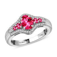 Luxoro Premium Ouro Fino Rubellite and I2 Diamond Ring in 10K White Gold (Size 10) 1.27 ctw
