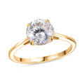 D'Joy Strontium Titanate Solitaire Ring in 18K Vermeil YG Over Sterling Silver (Size 10.0) 3.00 ctw - Sticky add to cart bar