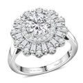 D'Joy Strontium Titanate, Moissanite Ring in Rhodium Over Sterling Silver (Size 10.0) 2.90 ctw - Sticky add to cart bar