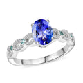 D'Joy Premium Tanzanite, Paraiba Tourmaline and Diamond Ring in Rhodium Over Sterling Silver (Size 10.0) 1.30 ctw - Sticky add to cart bar