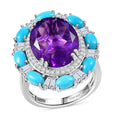 Doorbuster D'Joy African Amethyst, Multi Gemsotne Ring in Rhodium Over Sterling Silver (Size 10.0) 11.70 ctw - Sticky add to cart bar