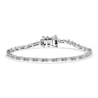 Luxuriant Lab Grown Diamond G-H SI 2.35 ctw Station Bracelet in Rhodium Over Sterling Silver (6.50 In)